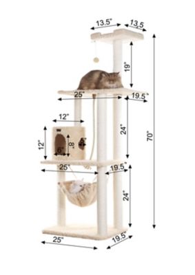 Image showing 8 th Armarkat 70 in. Real Wood Cat Furniture,Ultra thick Faux Fur Covered Cat Condo House A7005, Beige