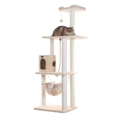 Image showing 9 th Armarkat 70 in. Real Wood Cat Furniture,Ultra thick Faux Fur Covered Cat Condo House A7005, Beige
