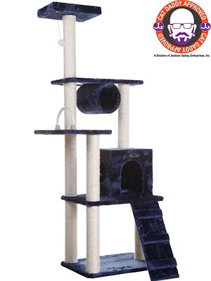 Armarkat 71 in. Navy Real Wood Cat Climbing Tower, Cat Scratching Furniture, A7101