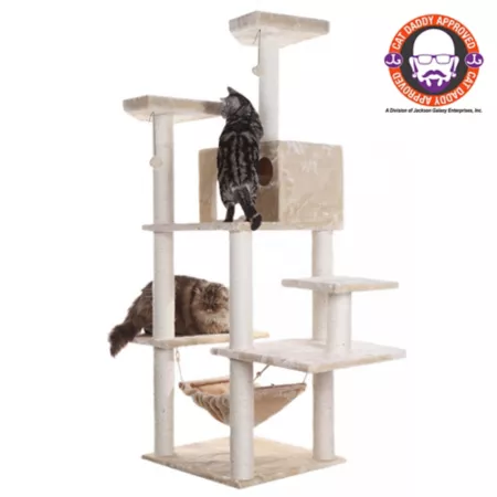 Armarkat 72" Beige Real Wood Cat Tree with Spacious Condo and Scratching Post Cat Trees & Condos