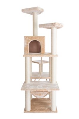 Image showing  72 in. Beige Real Wood Cat Tree with Spacious Condo with Scratching Post