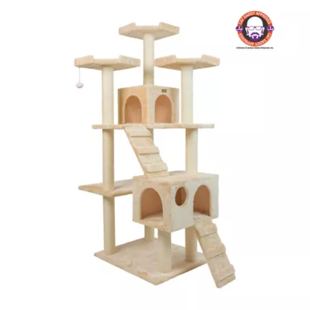 Armarkat 74" Multi-Level Real Wood Cat Tree Large Cat Play Furniture with Scratching Posts Large Platform A7401 Beige Cat Trees & Condos