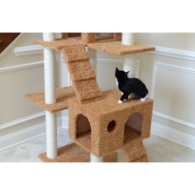 Image showing 8 th Armarkat 74 in. Large Multi-Level Real Wood Cat Tree with Scratching Posts and Large Platforms, Ochre Brown