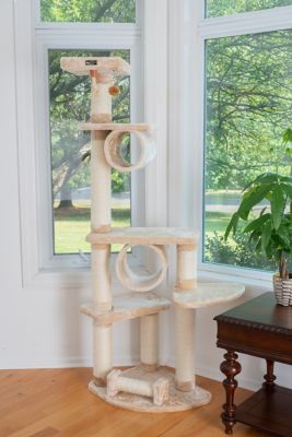 Image showing  74 in. H Press Wood Real Wood Cat Tree With Cured Sisal Posts for Scratching