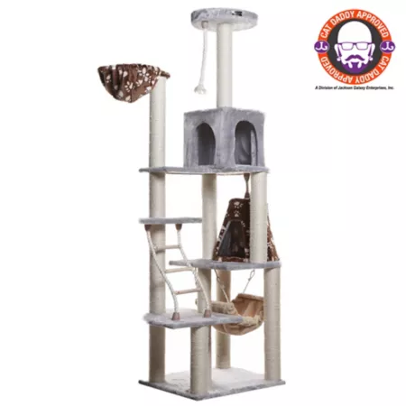 Armarkat Real Wood Cat Climber Play House A7802 Cat Furniture with Play House Living Room Basket Cat Trees & Condos