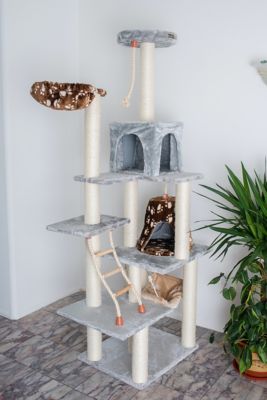 Image showing  Real Wood Cat Climber Play House, A7802 Cat furniture With Playhouse, Lounge Basket