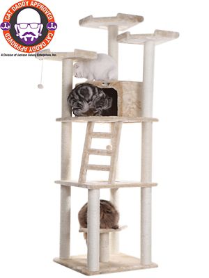 Armarkat Multifunction Real Wood Cat Tower with Spacious Condo and Perches, Beige