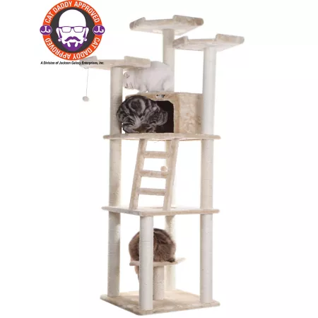 Armarkat 80" Multi-Function Real Wood Cat Tower with Spacious Condo and Perches Beige Cat Trees & Condos