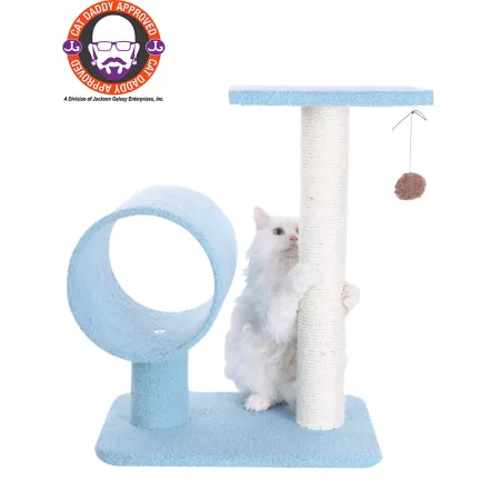 Armarkat 26" Real Wood Cat Tree with Scratching Post and Tunnel for Privacy and Concealment Sky Blue Cat Trees & Condos