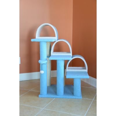 Image showing 5 th Armarkat 38 in. High Ivory Cat Step Stairs Ramp Real Wood Cat Scratcher