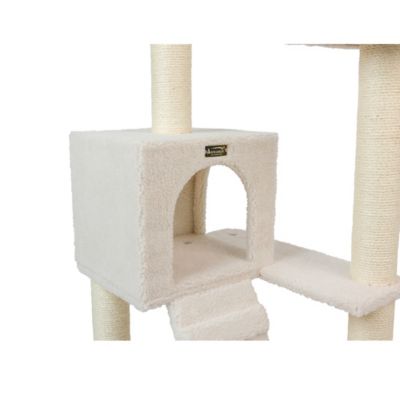 Image showing  Ivory Fleece Covered 53 in. High Real Wood Cat tre, B5301