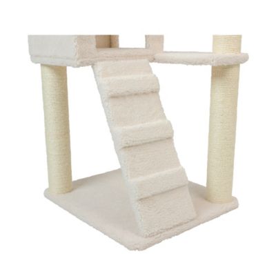 Image showing  Ivory Fleece Covered 53 in. High Real Wood Cat tre, B5301