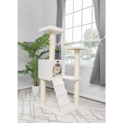 Image showing 6 th Armarkat Ivory Fleece Covered 53 in. High Real Wood Cat tre, B5301