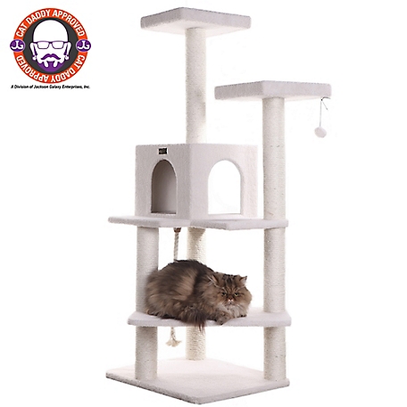 Armarkat 57 in. Fleece Covered Real Wood Cat Tree Climber, Ivory