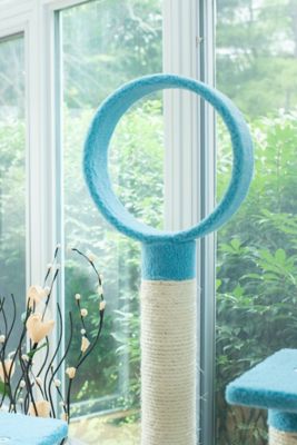 Image showing 5 th Armarkat 65 in. Classic Real Wood Cat Tree In Sky Blue, Five Levels With Perch, Condo, Hanging Tunnel