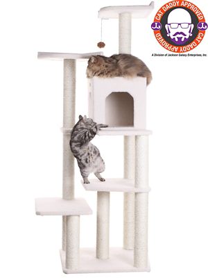 Armarkat Classic Real Wood Cat Tree In Ivory, Jackson Galaxy Approved, Six Levels with Condo and Two Perches
