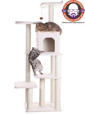 Armarkat B7701 Classic Real Wood Cat Tree In Ivory Jackson Galaxy Approved Multi Levels With Ramp Three Perches Two Condos at Tractor Supply Co