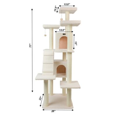 Armarkat Classic Cat Tree In Ivory Jackson Galaxy Approved Multi Levels With Ramp Three Perches Two Condos B7701 At Tractor Supply Co