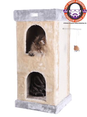 Armarkat 32 in. Double Condo Real Wood Cat House with Scratching Carpet