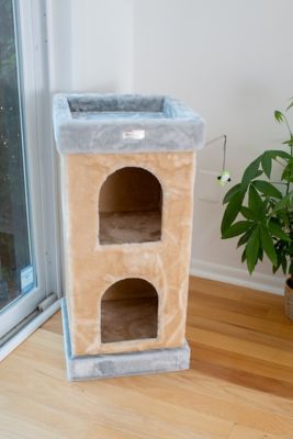Image showing  32 in. Double Condo Real Wood Cat House with Scratching Carpet