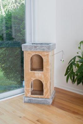 Image showing  32 in. Double Condo Real Wood Cat House with Scratching Carpet