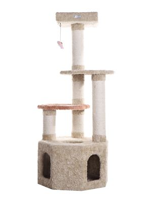 Armarkat 57 in. Soft Heavy-Carpet Cat Furniture Real Wood Condo for Large Cat