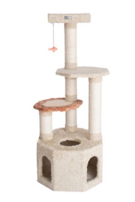 Image showing  57 in. Soft Heavy-Carpet Cat Furniture Real Wood Condo for Large Cat