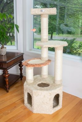 Image showing  57 in. Soft Heavy-Carpet Cat Furniture Real Wood Condo for Large Cat