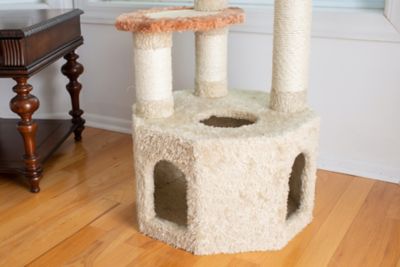 Image showing  57 in. Soft Heavy-Carpet Cat Furniture Real Wood Condo for Large Cat