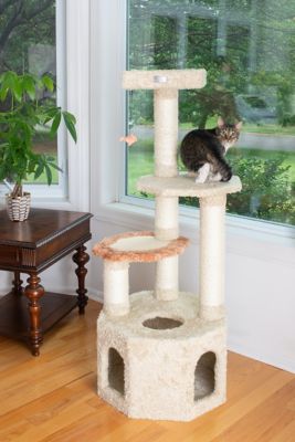 Image showing 5 th Armarkat 57 in. Soft Heavy-Carpet Cat Furniture Real Wood Condo for Large Cat