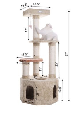 Image showing 6 th Armarkat 57 in. Soft Heavy-Carpet Cat Furniture Real Wood Condo for Large Cat