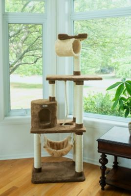 Image showing  Real Wood Cat Tree with Scratch Posts & Hammock, 70 in.