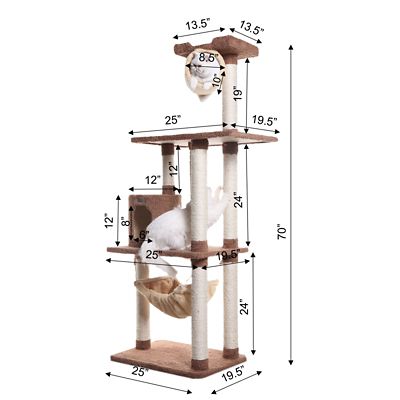 Image showing 7 th Armarkat Real Wood Cat Tree with Scratch Posts & Hammock, 70 in.