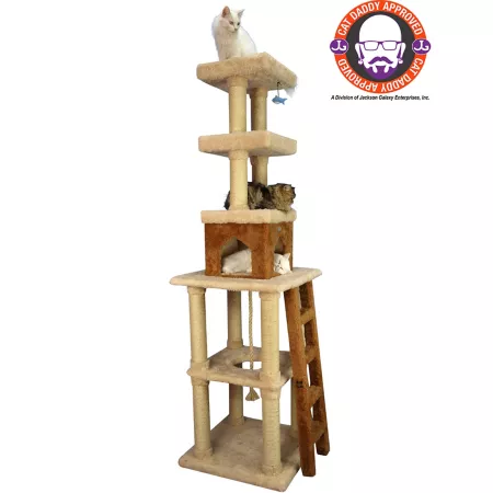 Armarkat 83" Multi-Tier Real Wood Cat Tower Cat Tree Beige Cat Trees & Condos