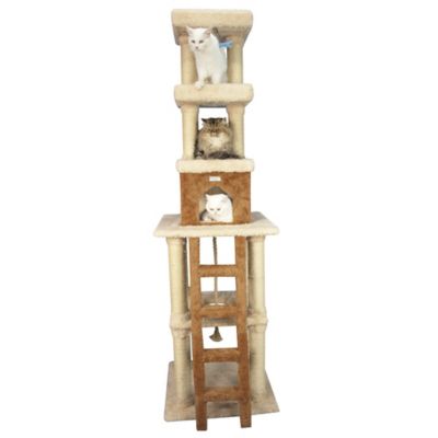Image showing  83 in. Multi-Level Real Wood Cat Tower Cat Tree, Beige