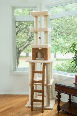 Image showing  83 in. Multi-Level Real Wood Cat Tower Cat Tree, Beige