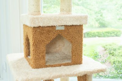 Image showing  83 in. Multi-Level Real Wood Cat Tower Cat Tree, Beige