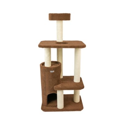 Armarkat 3-Level Carpeted Real Wood Cat Tree Condo F5602, Kitten Playhouse Climber Activity Center, Brown