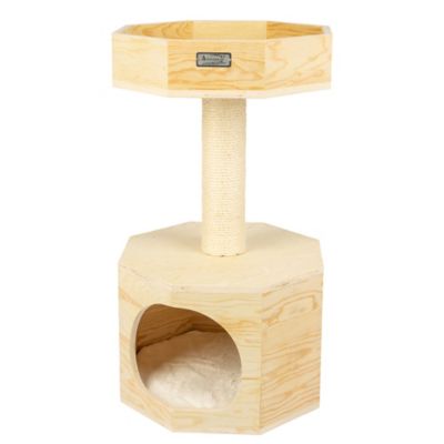 Image showing  Double Base Solid Wood Cat Tree Tower House, 29 in.