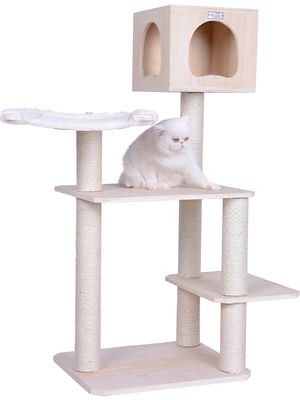 Armarkat Double Base Solid Wood Cat Tree Tower House, 50 in.