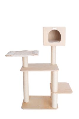 Image showing  Double Base Solid Wood Cat Tree Tower House, 50 in.