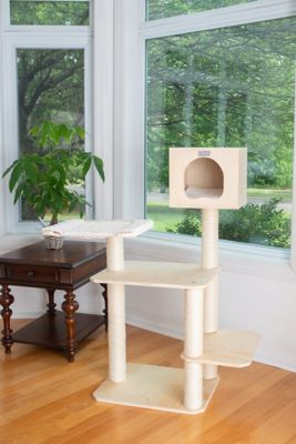 Image showing  Double Base Solid Wood Cat Tree Tower House, 50 in.