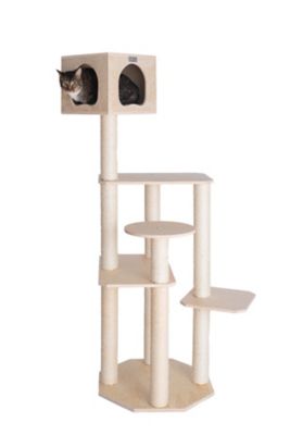 Armarkat Real Wood Premium Scots Pine 69 in. Cat Tree with Five Levels, Perch, Condo
