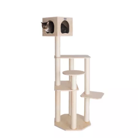 Armarkat Premium Real Wood Scots Pine Cat Tree with 5 Tiers Perch and Condo 69" Cat Trees & Condos