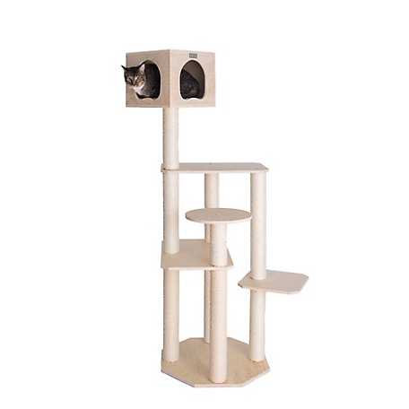 Armarkat Real Wood Premium Scots Pine 69 in. Cat Tree with Five Levels, Perch, Condo