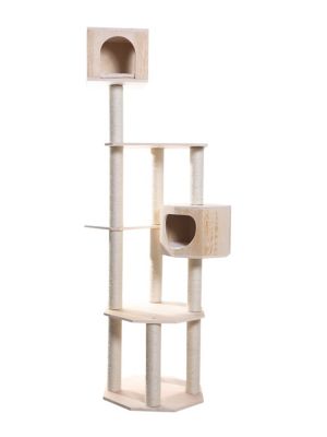 Image showing  Premium Scots Pine 85 in. Real Wood Cat Tree with Five Levels, Two Condos