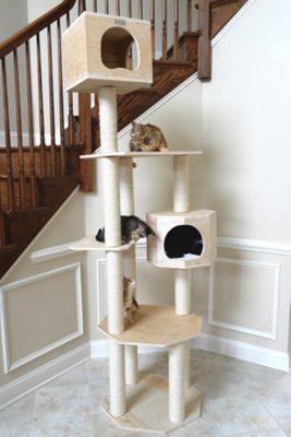Image showing  Premium Scots Pine 85 in. Real Wood Cat Tree with Five Levels, Two Condos
