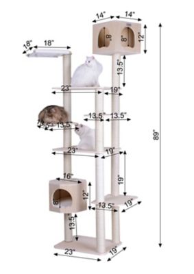 Image showing 5 th Armarkat 89 in. 7-Tier Premium Scots Pine Cat Tree Tower with 2 Playhouses