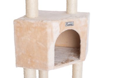 Image showing 5 th GleePet 48 in. Real Wood Cat Tree In Beige with Perch And Playhouse
