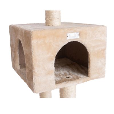 Image showing 5 th GleePet 57 in. Real Wood Cat Tree in Beige with Playhouse and Perch